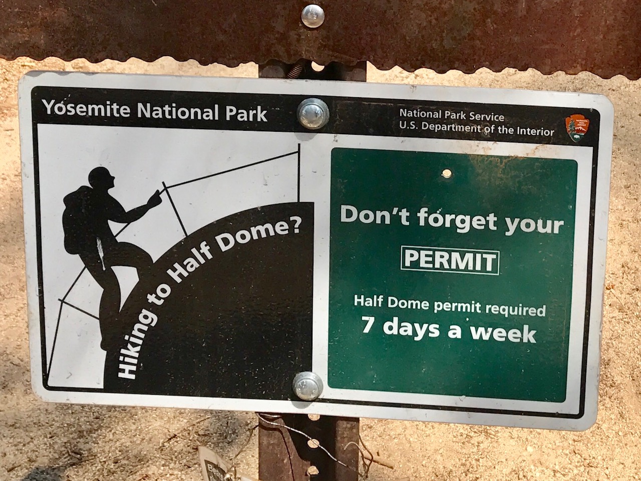 A sign that we spotted on the trail. Permits really are required, and checked 7 days a week.