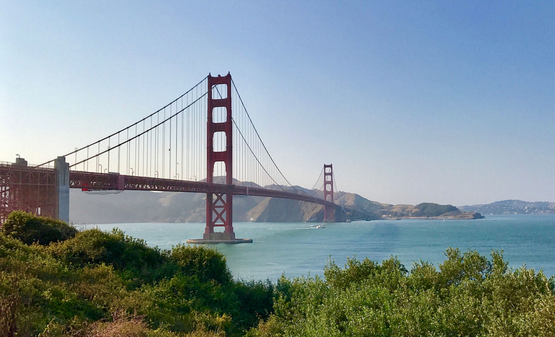Beautiful, clear view of the Golden Gate Bridge on a late afternoon in August