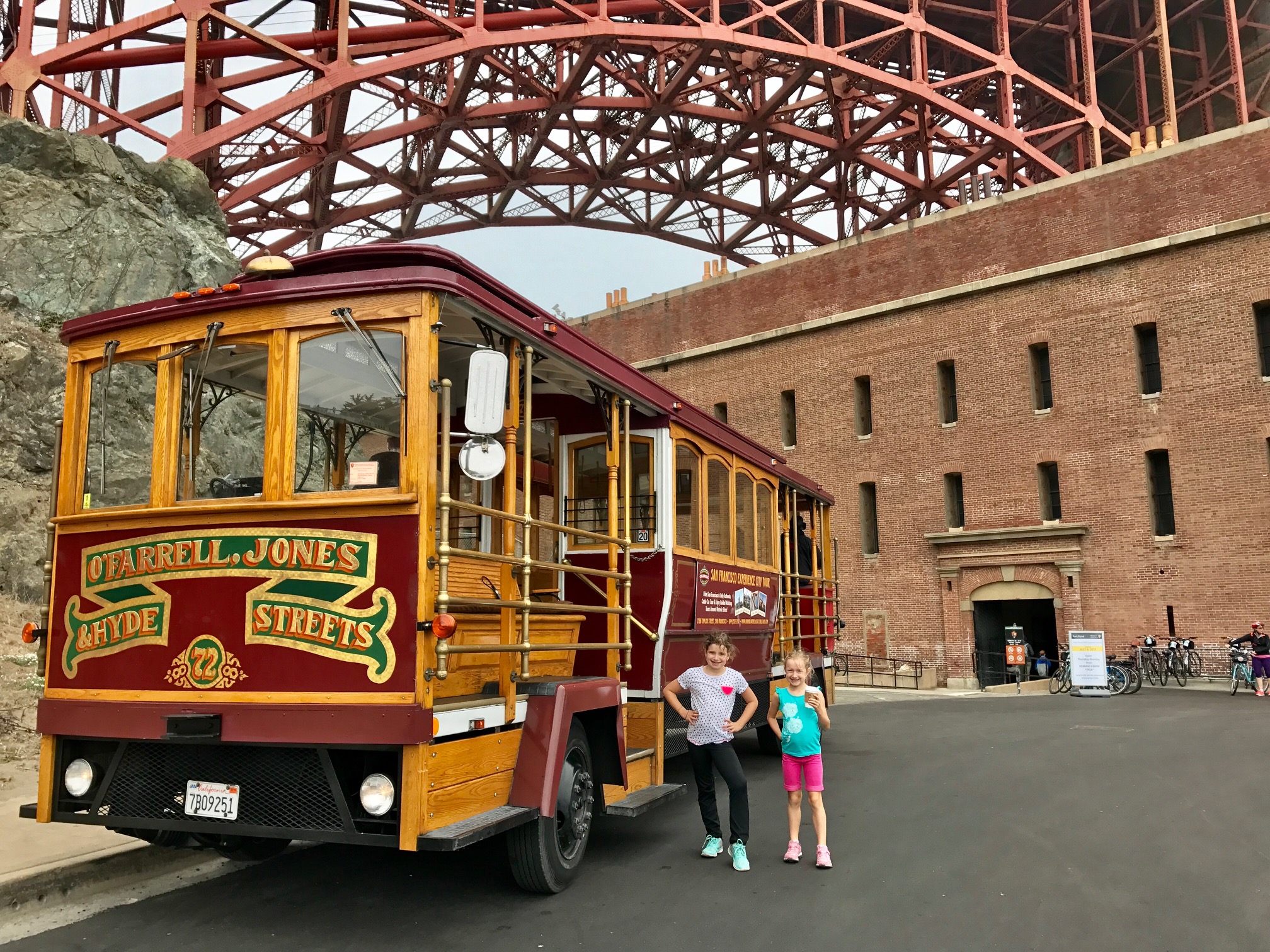 Kids in front of Fort Point