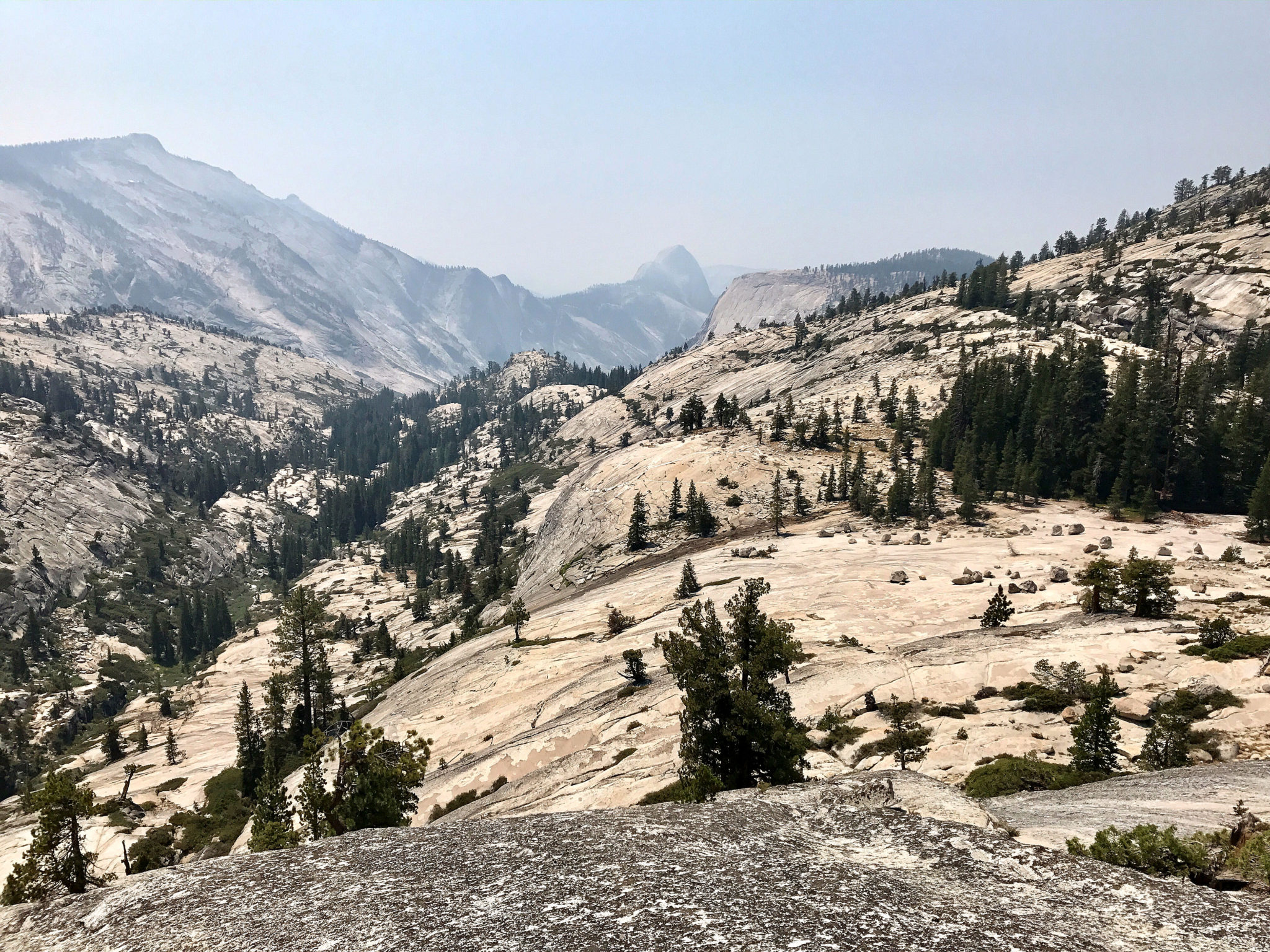 View from Olmsted Point near Tioga Road with the back of Half Dome