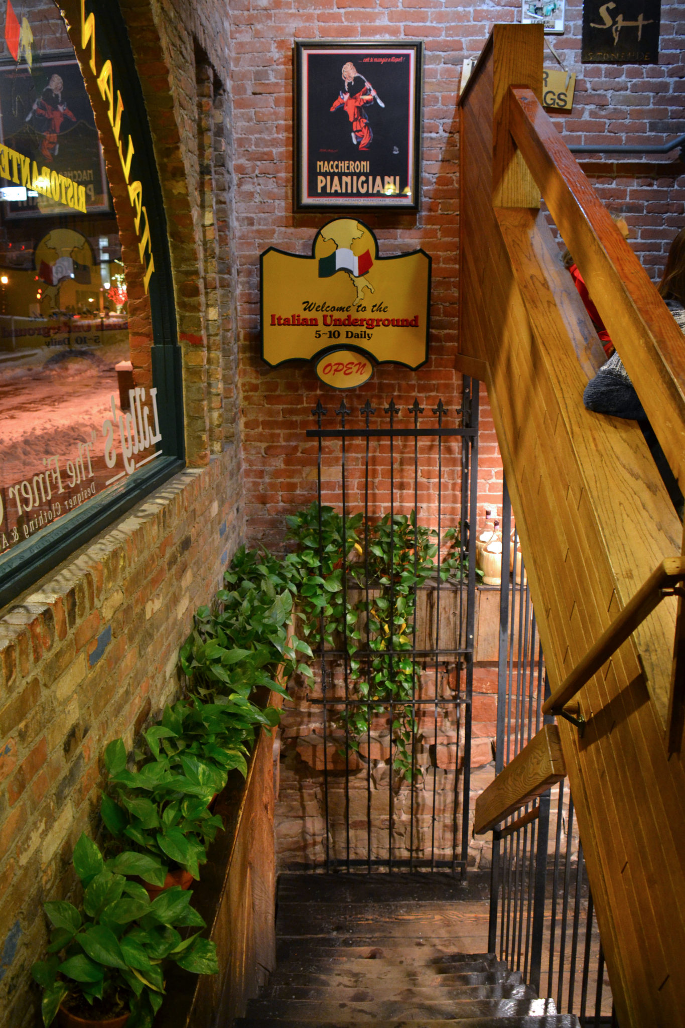 The entrance to the Underground Italian Restaurant