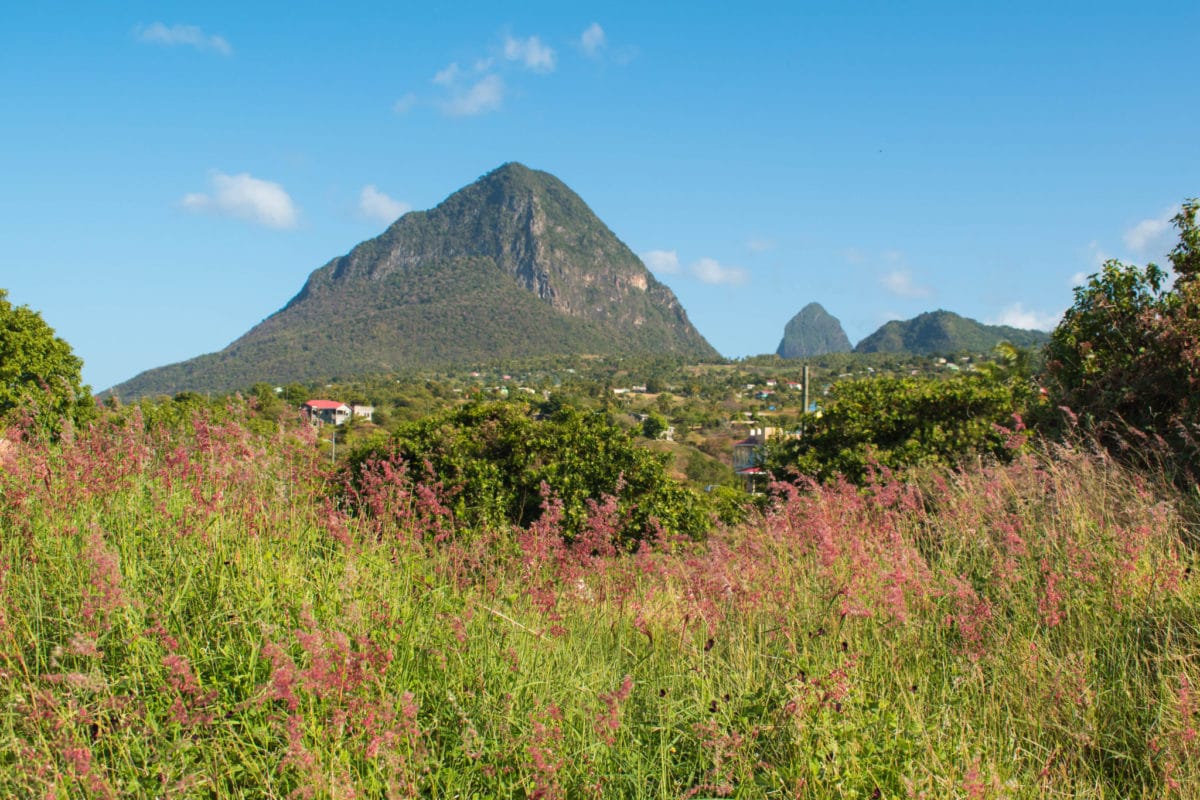 Gros Piton and the tip of Petit Piton in St. Lucia