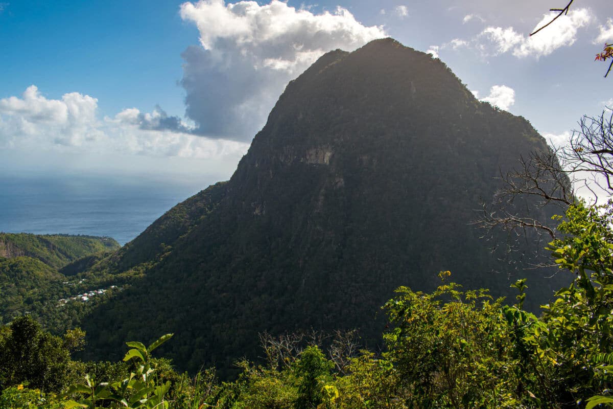 View of Gros Piton from Tet Paul Nature Trail in St. Lucia