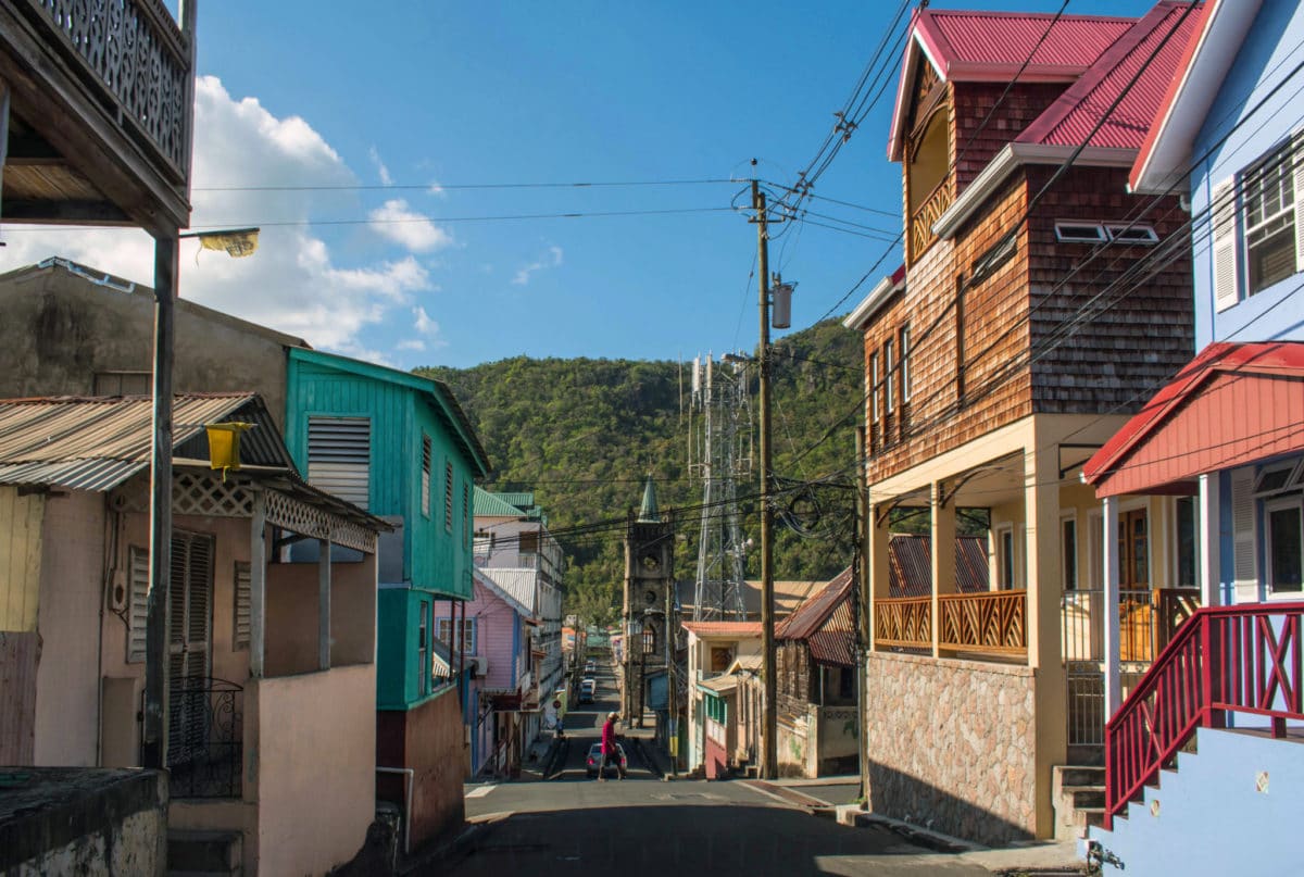 Narrow street in Soufriere, St. Lucia