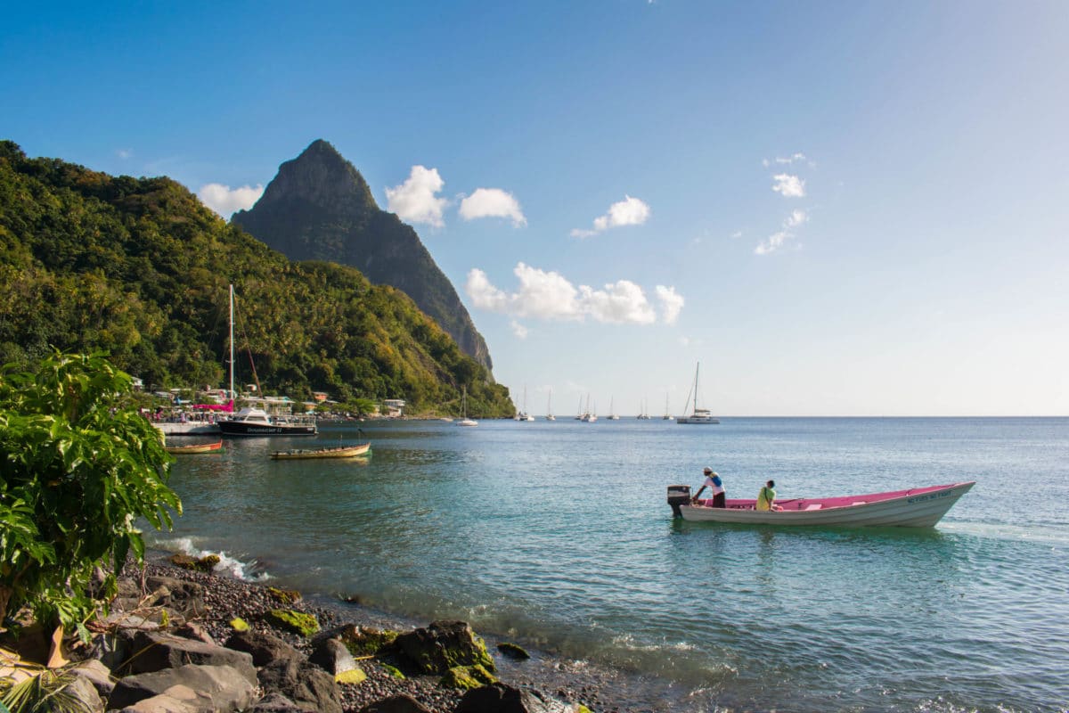 View of Petit Piton from the Soufriere Pier