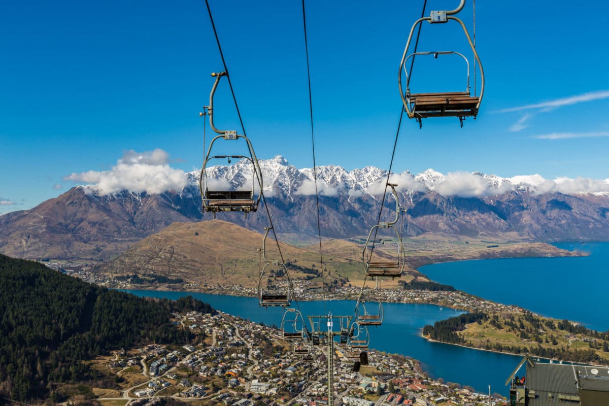 View of Queenstown from a chairlift