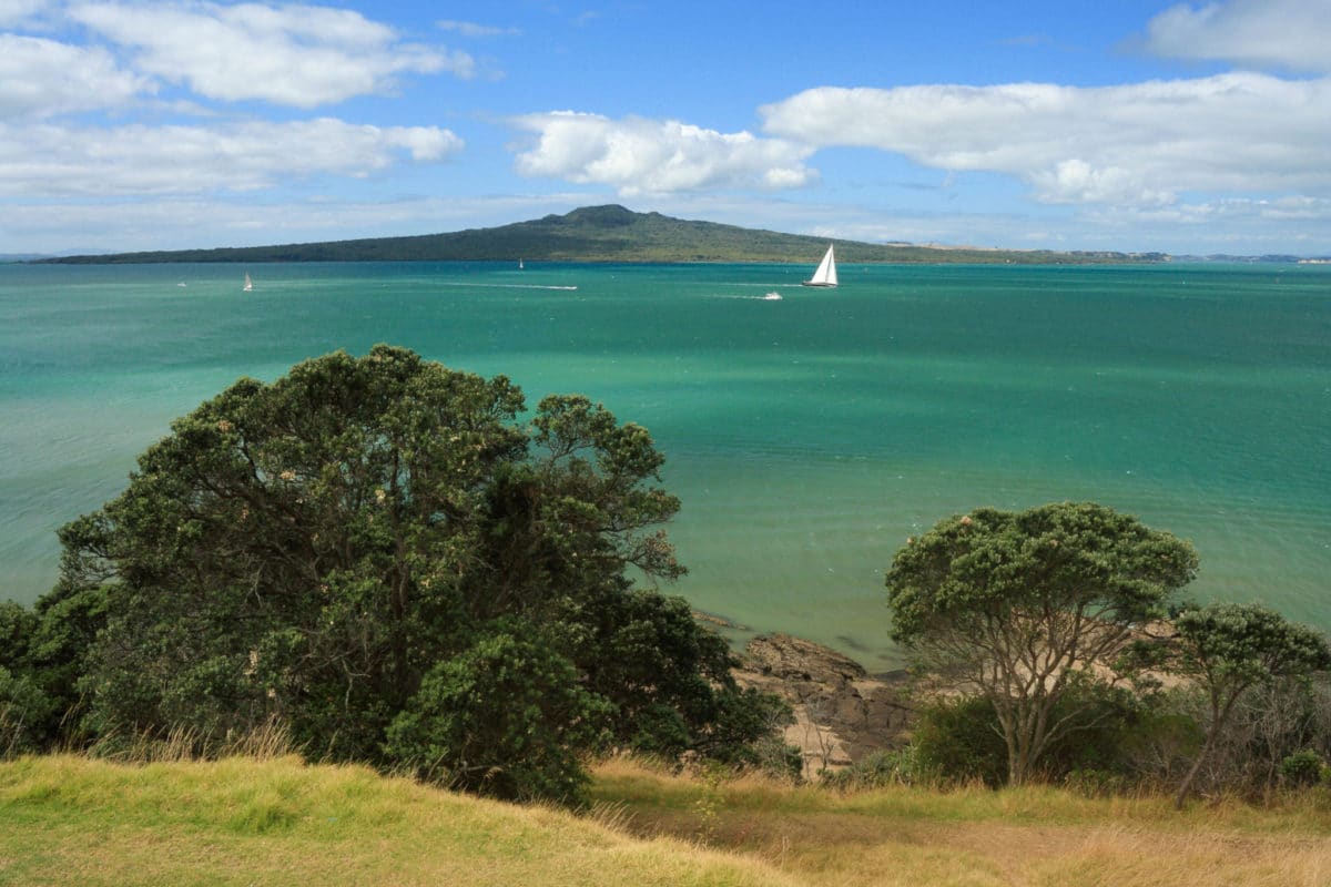 View of Rangitoto Island from Auckland, New Zealand