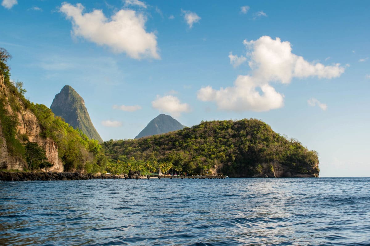 Anse Chastanet and the Piton Mountains in St. Lucia