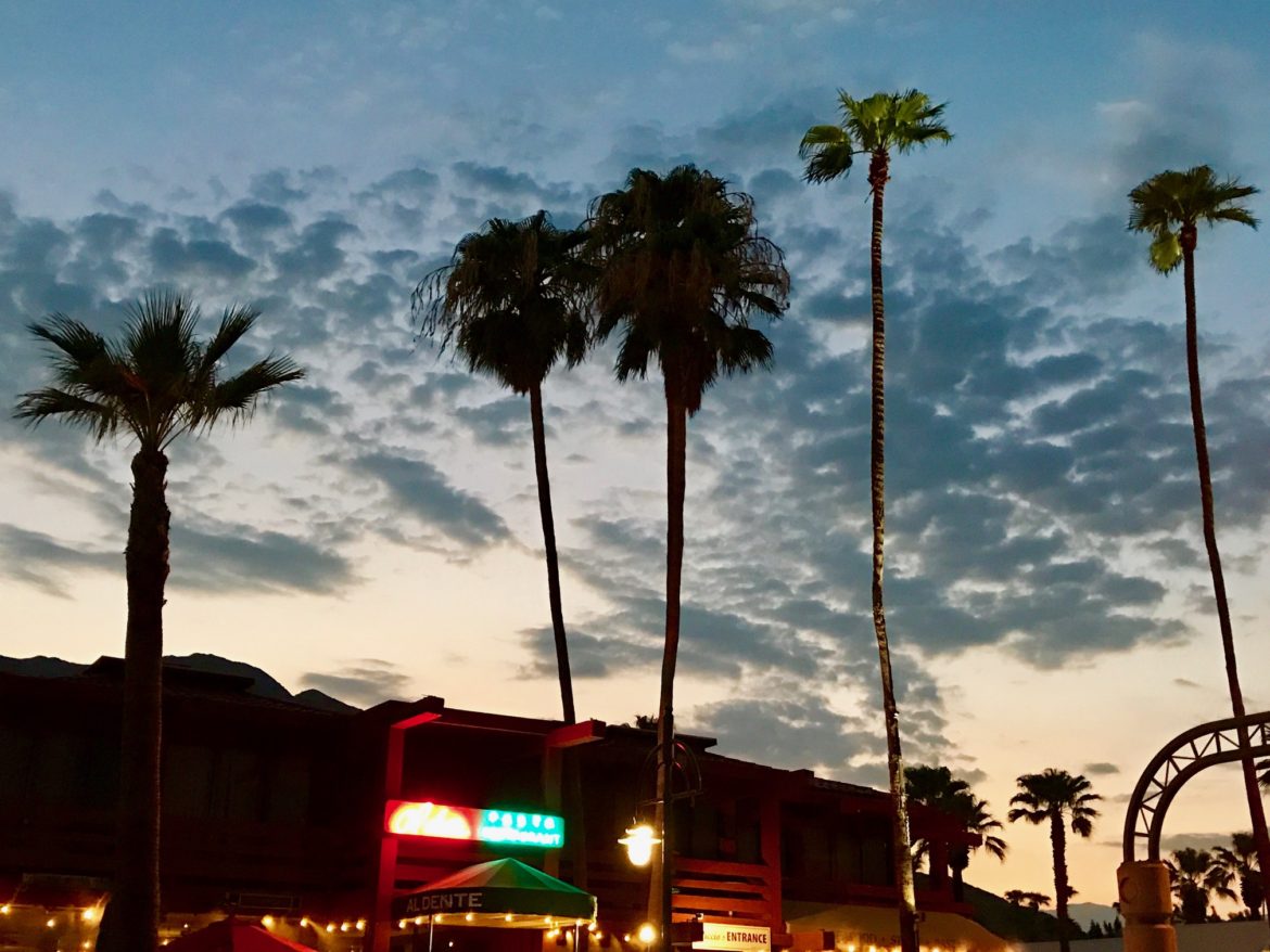 Sunset at Palm Canyon Drive in Palm Springs, California