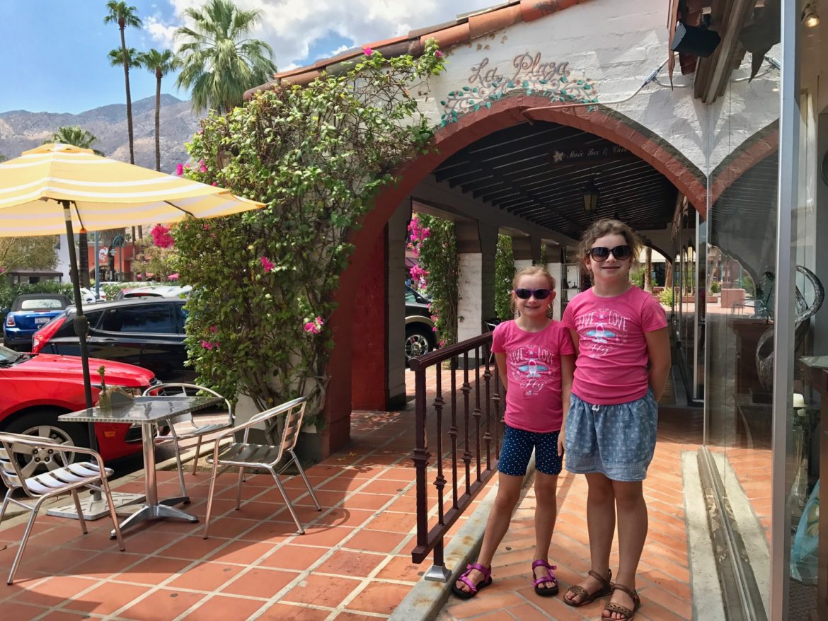 Kids posing for a photo after lunch in Palm Springs, California