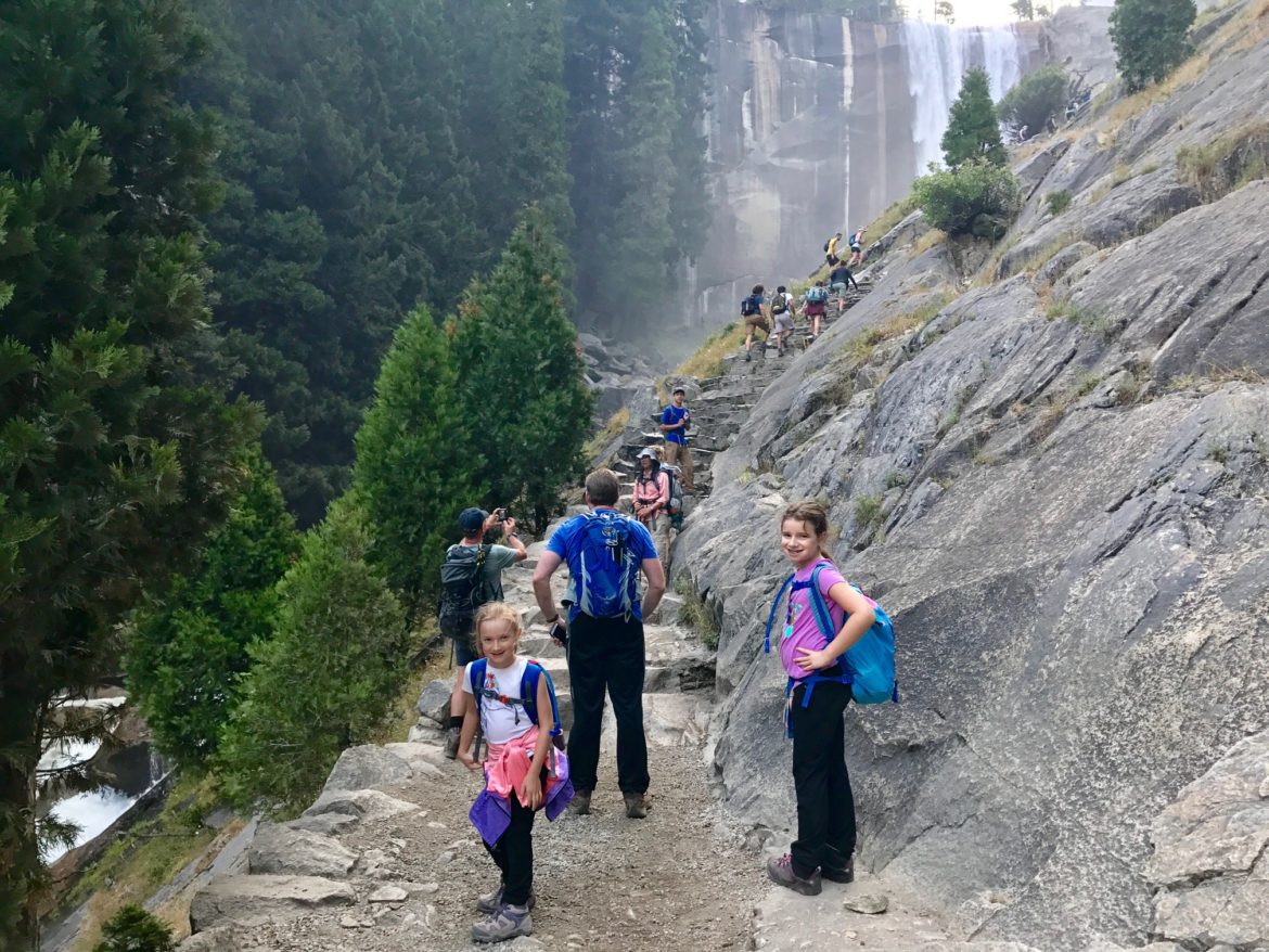 On the stairs near the bottom of Vernal Fall