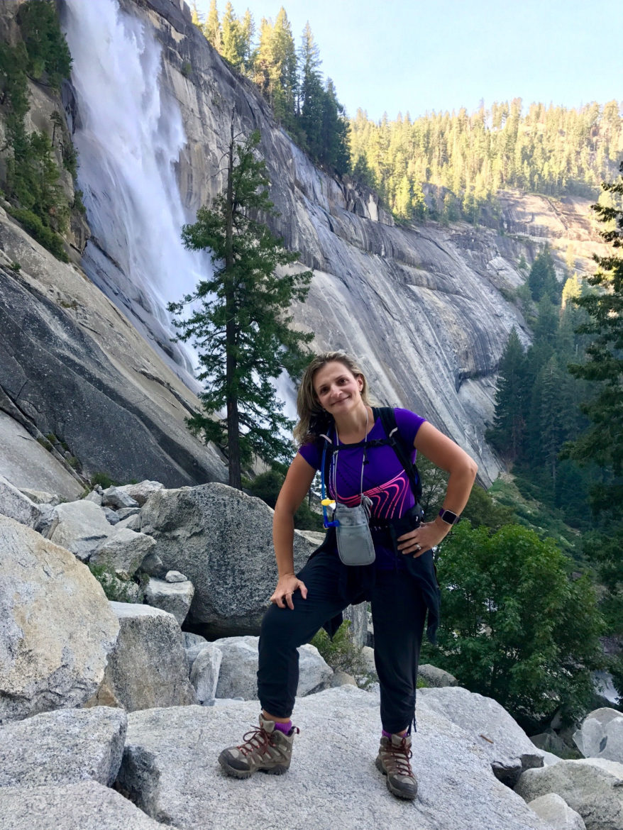Posing with Nevada Fall in Yosemite