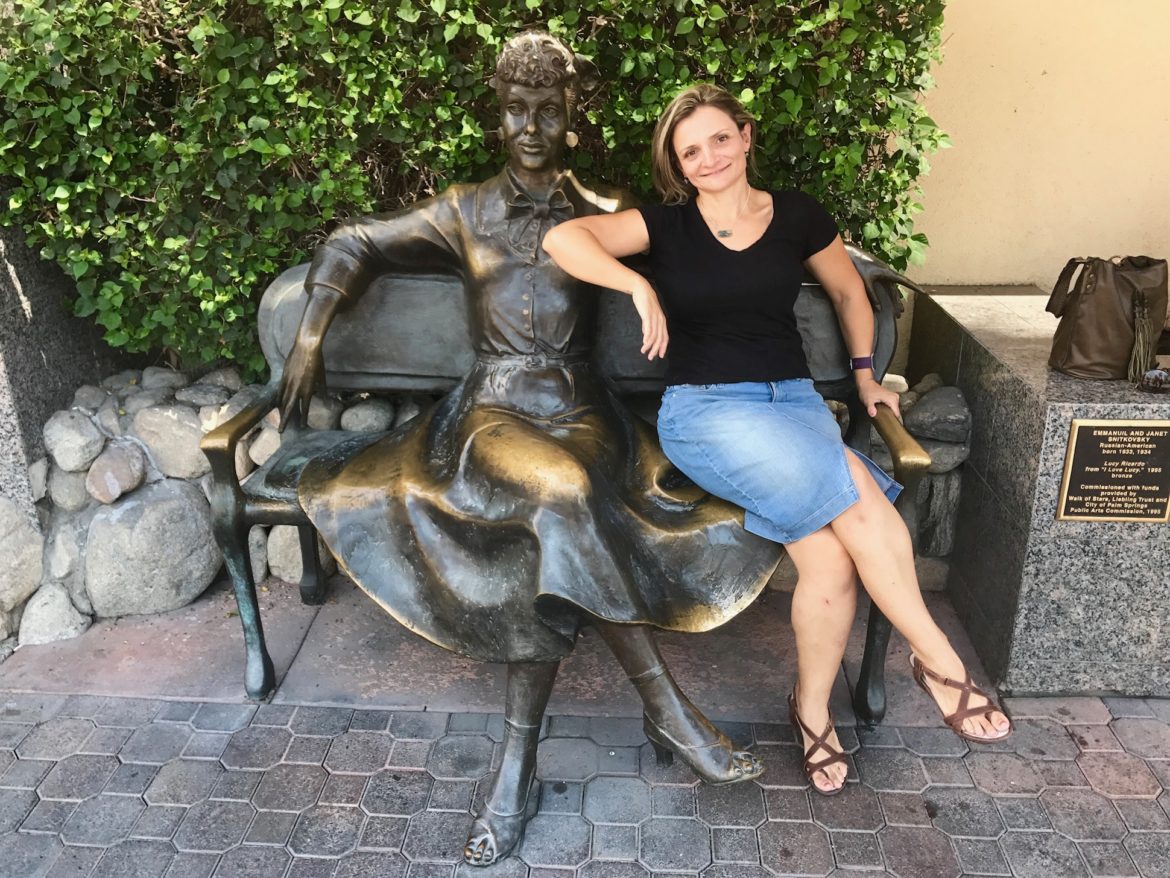 Sitting next to the Lucille Ball statue in downtown Palm Springs