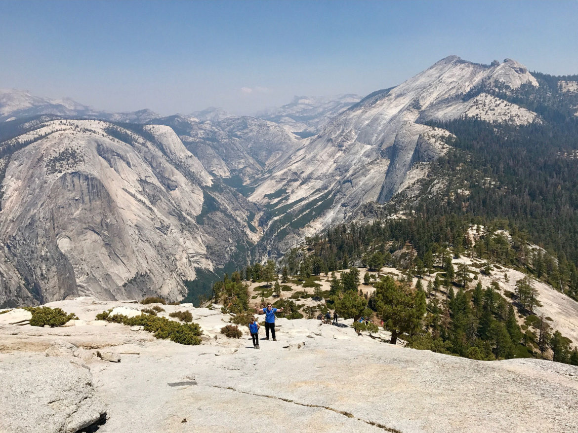 Waving while coming up the subdome in Yosemite