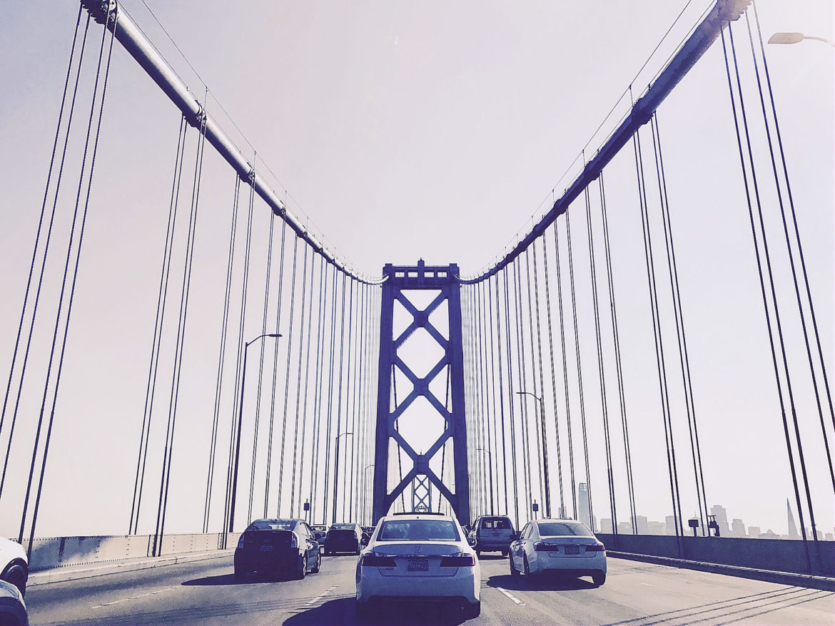 Still driving on the San Francisco-Oakland Bay Bridge