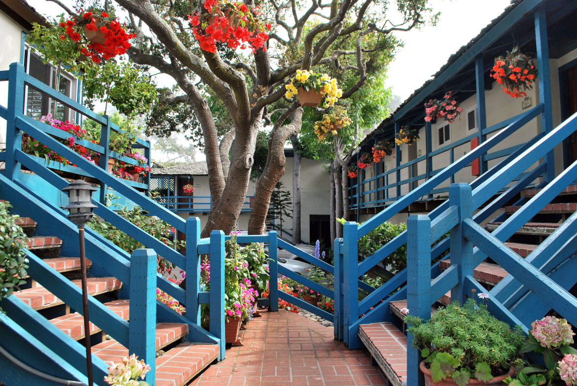 A colorful courtyard in Carmel by the Sea, California