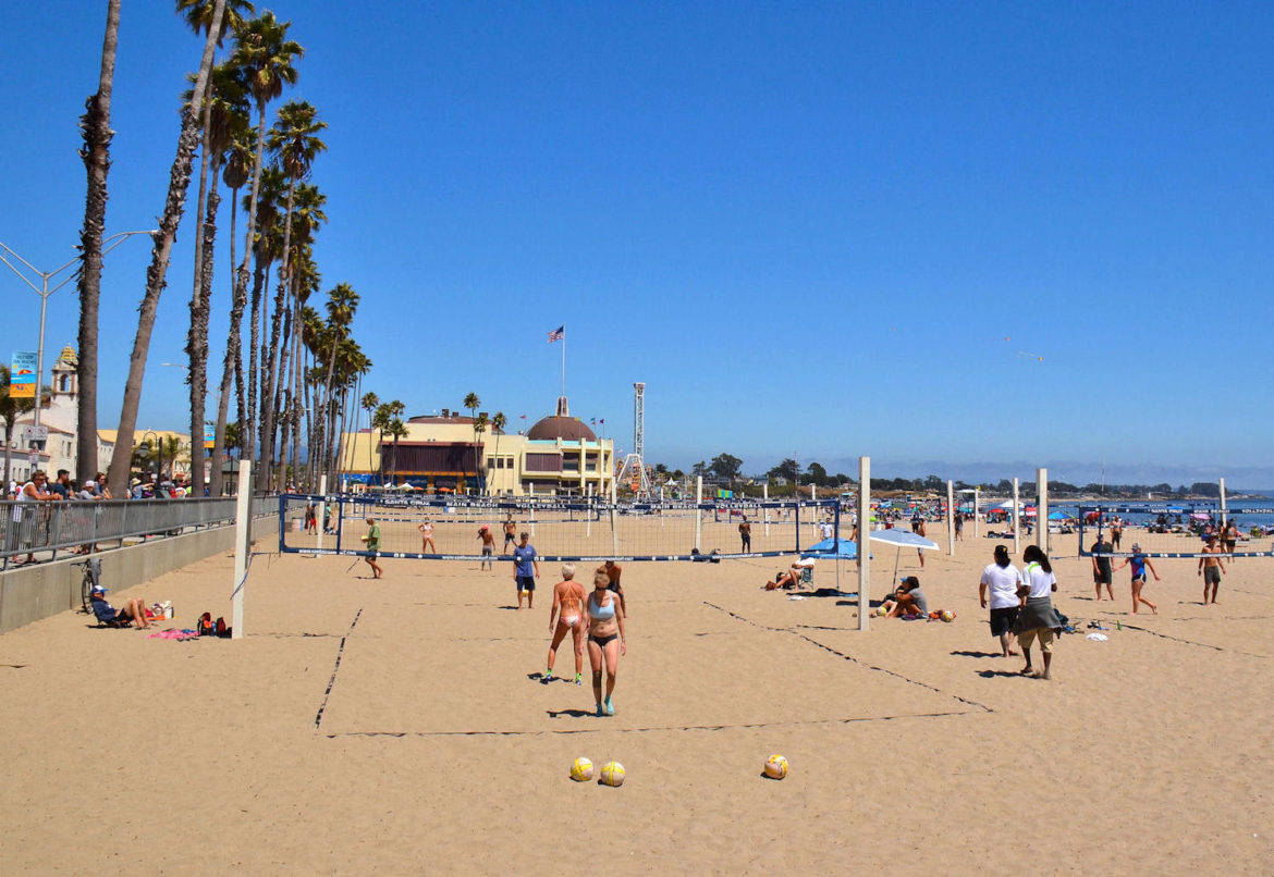 Sunday beach volleyball in Santa Cruz, California