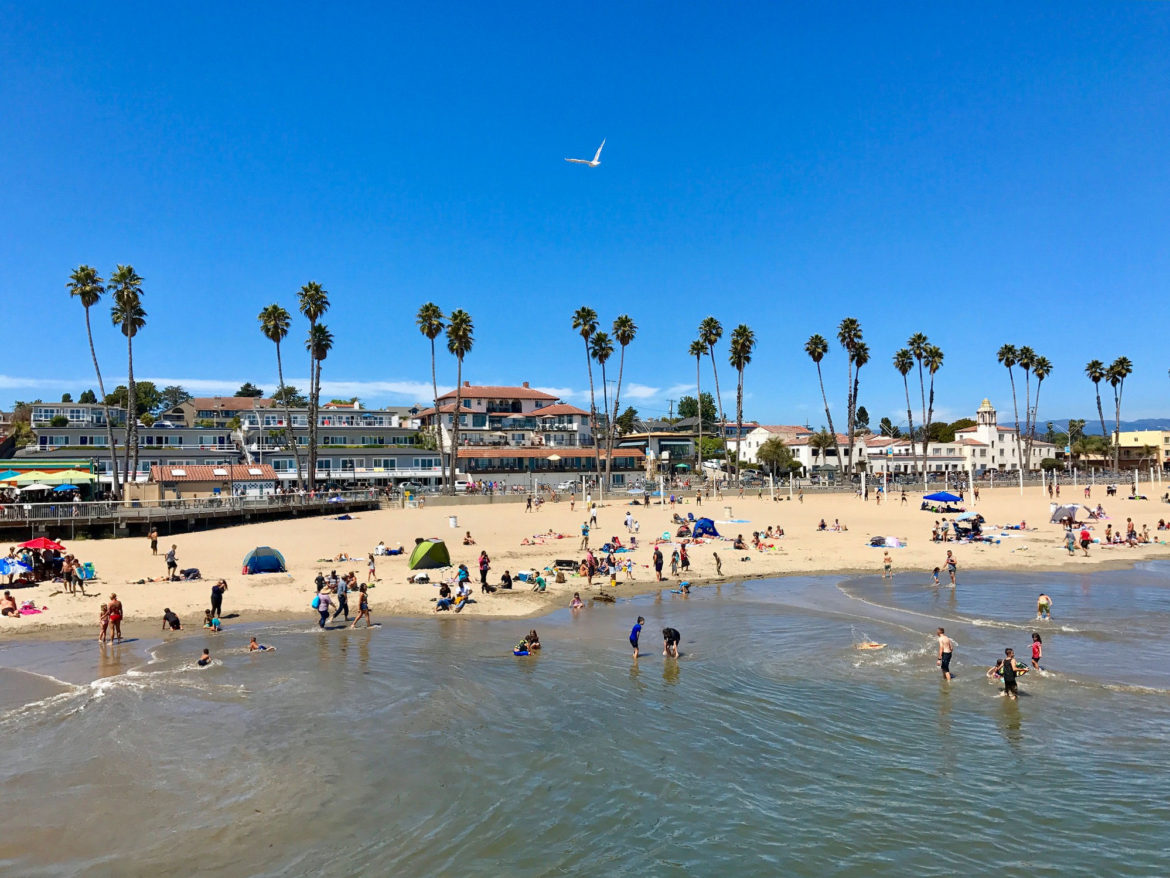 The beach near the Santa Cruz Wharf, a fun stop along the Central California Coast