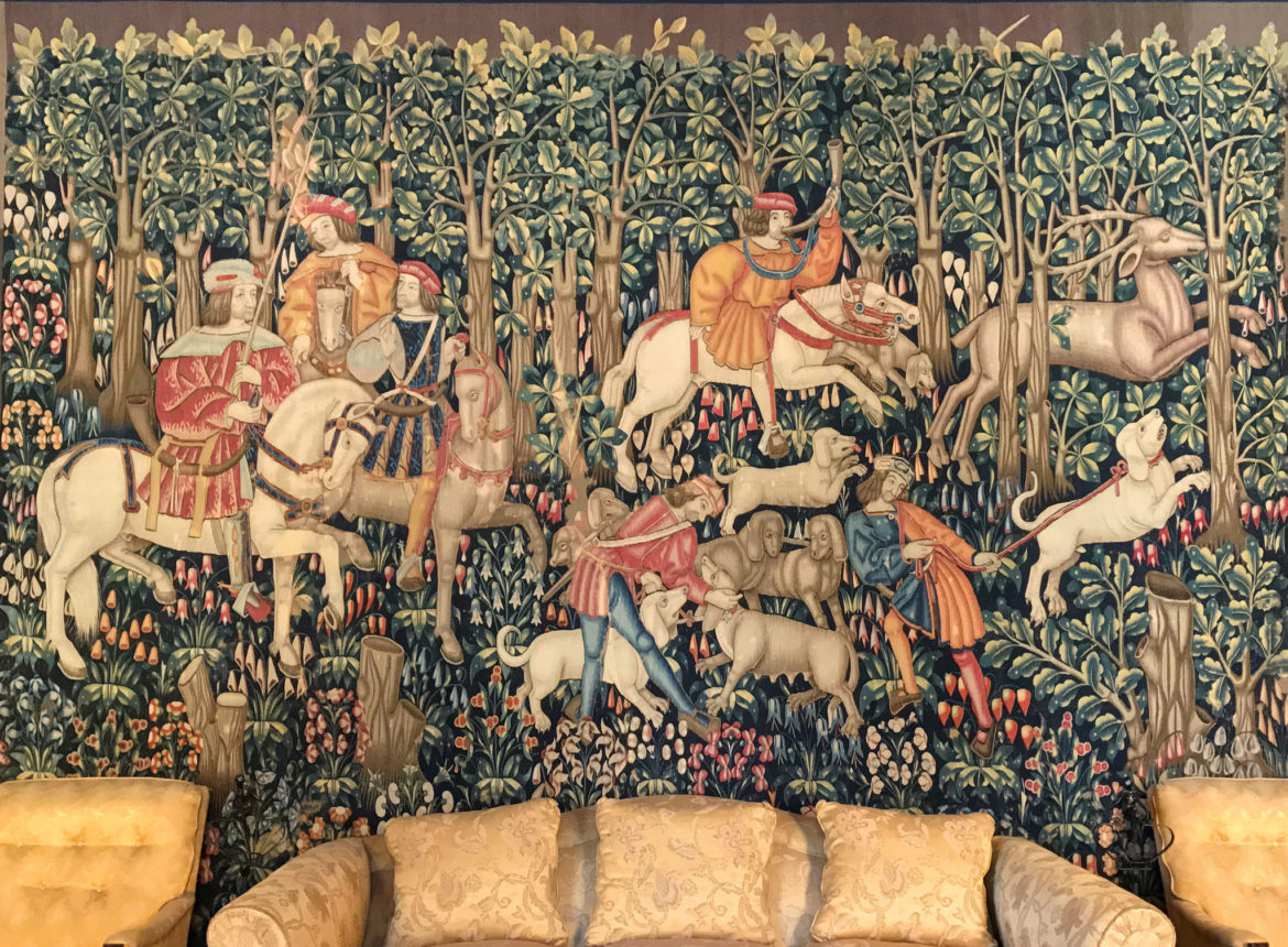 Tapestry hanging in the billiard room in Casa Grande