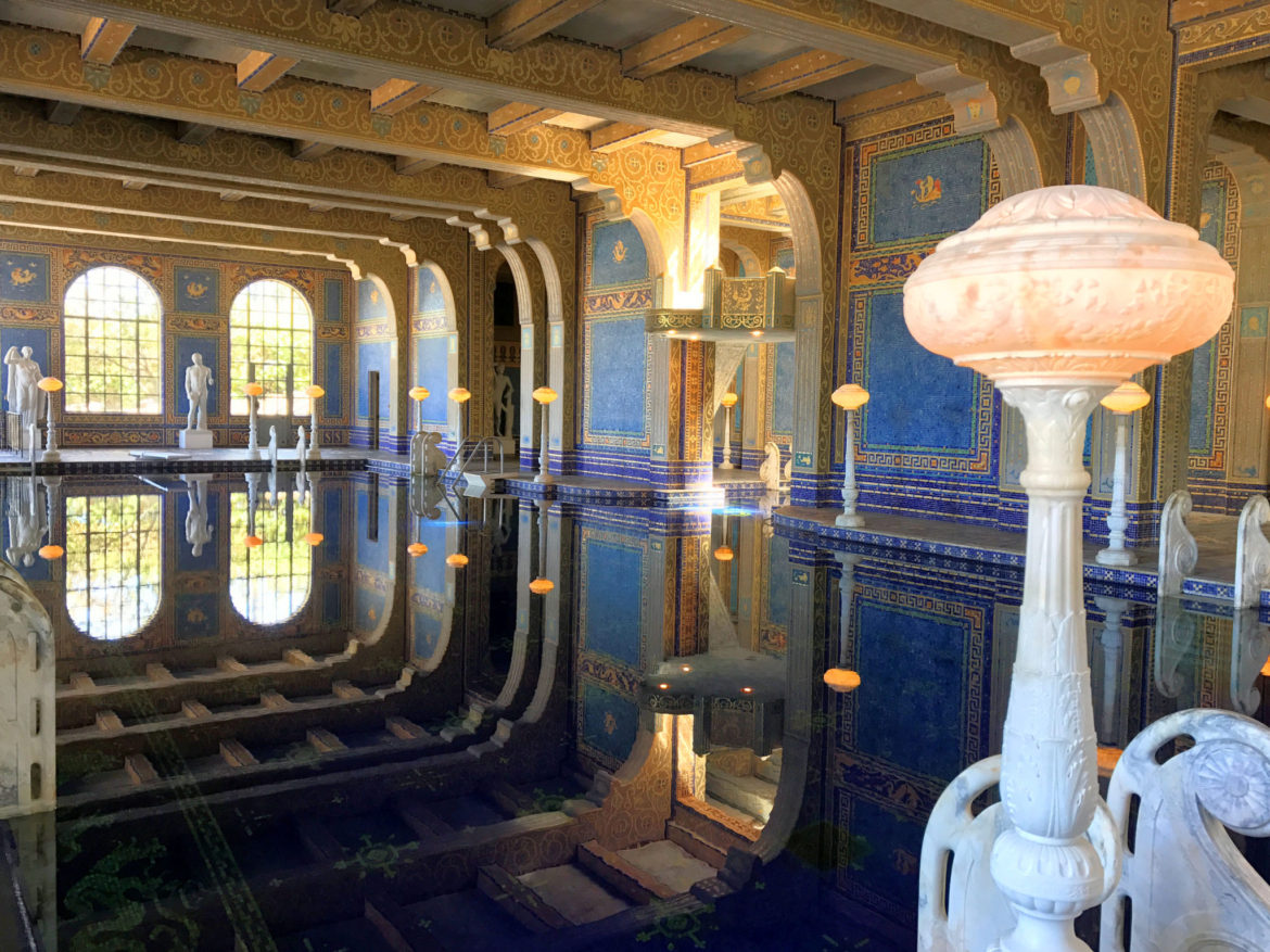 First glimpse of the Roman Pool at Hearst Castle