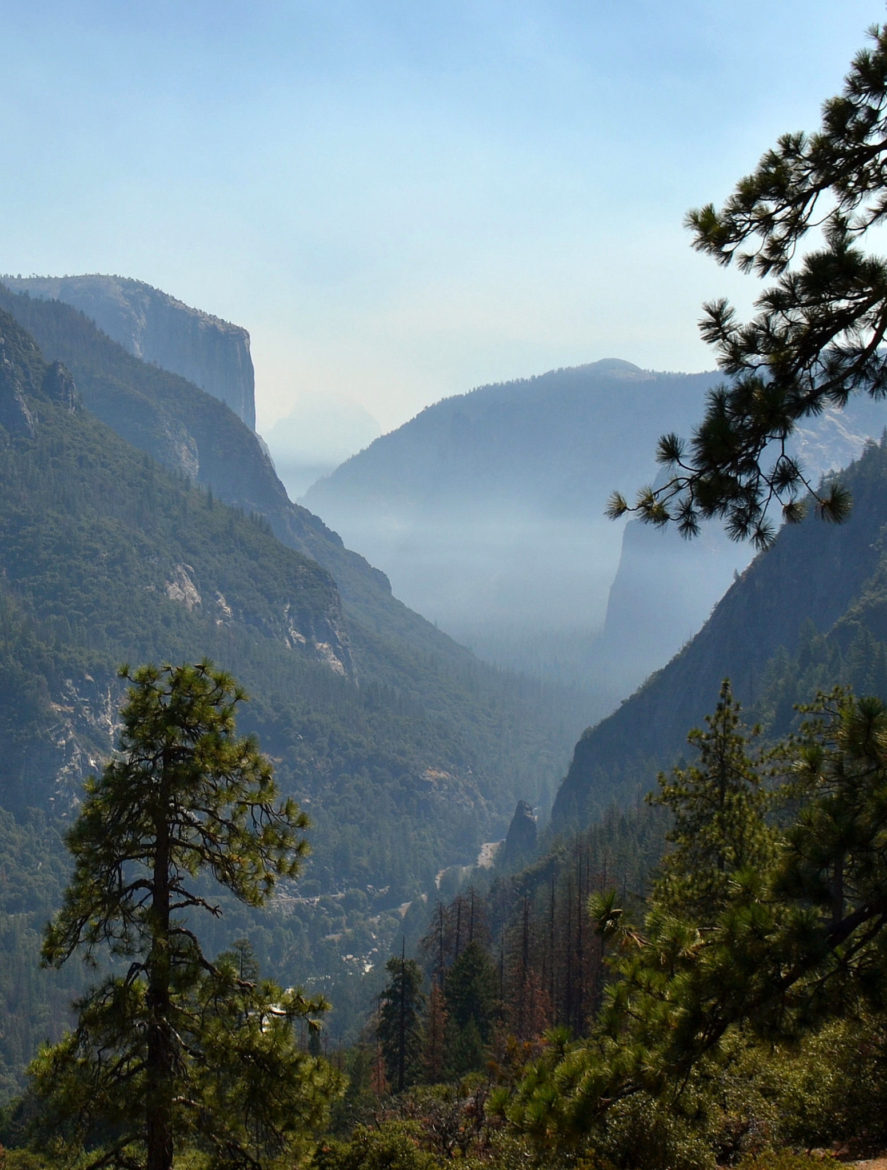 Yosemite Valley with haze from a wildfire