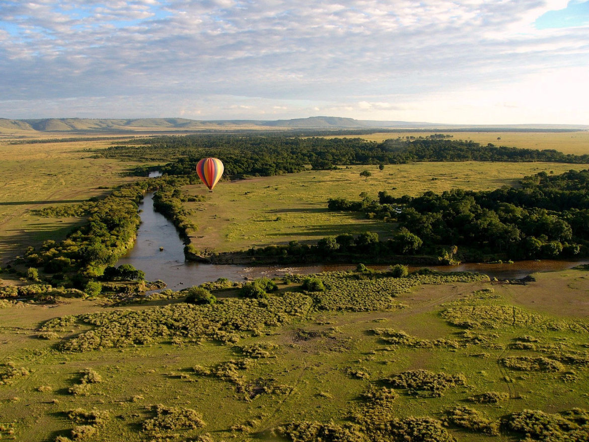 Hot air balloon over Maasai Mara