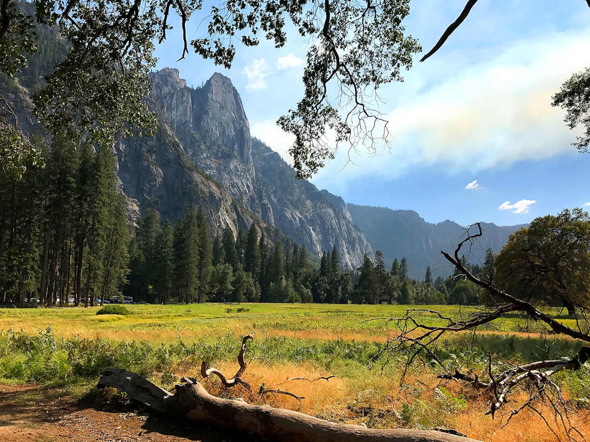 View of Sentinel Rock from Cook's Meadow in Yosemite Valley