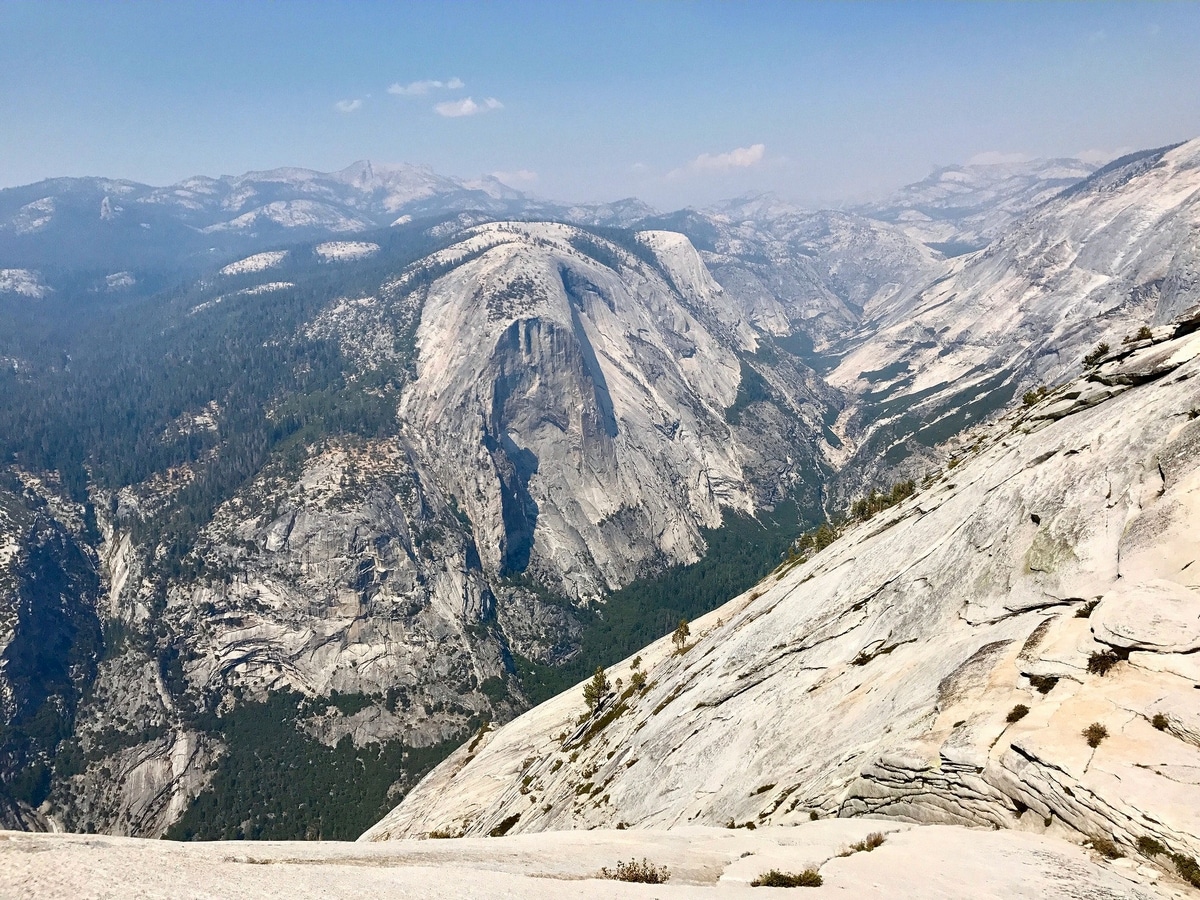 View of Yosemite Valley from the cables on Half Dome