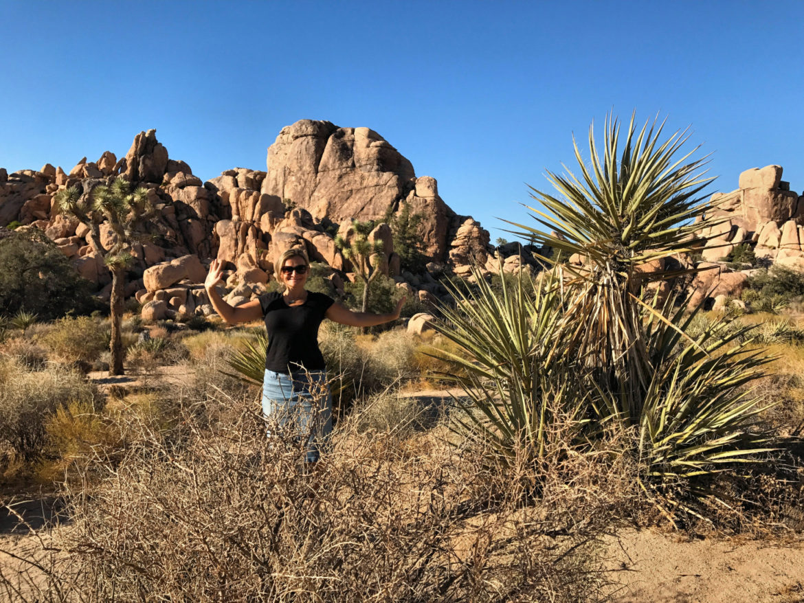 Standing near a few Yuccas on Hidden Valley Trail