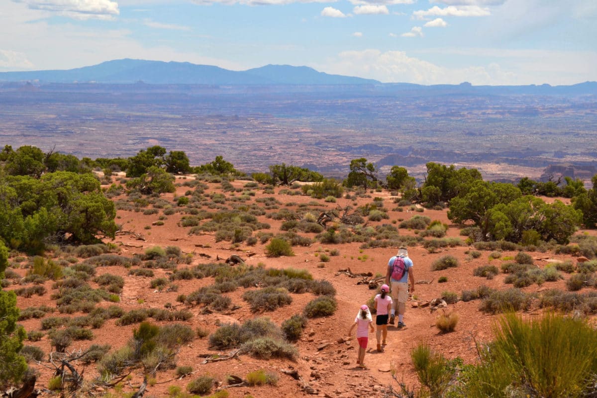 Hiking on White Rim Overlook Trail in Canyonlands National Park
