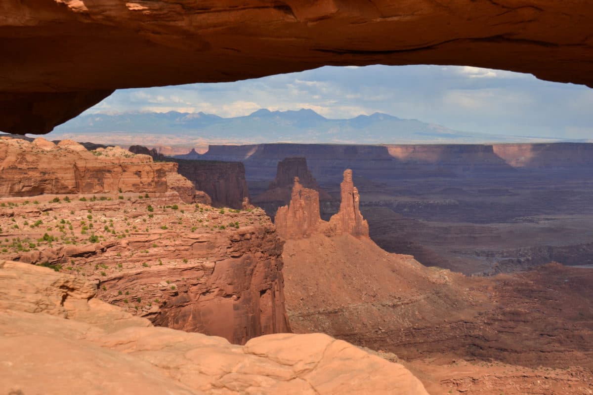 View at Mesa Arch in Canyonlands Island in the Sky