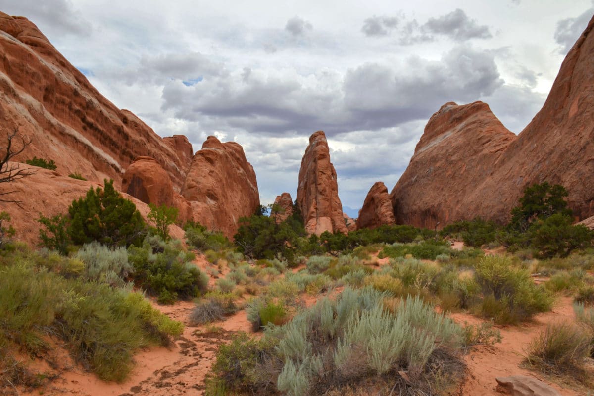 Walking on Devil's Garden Trail, one of the best hikes in Arches National Park