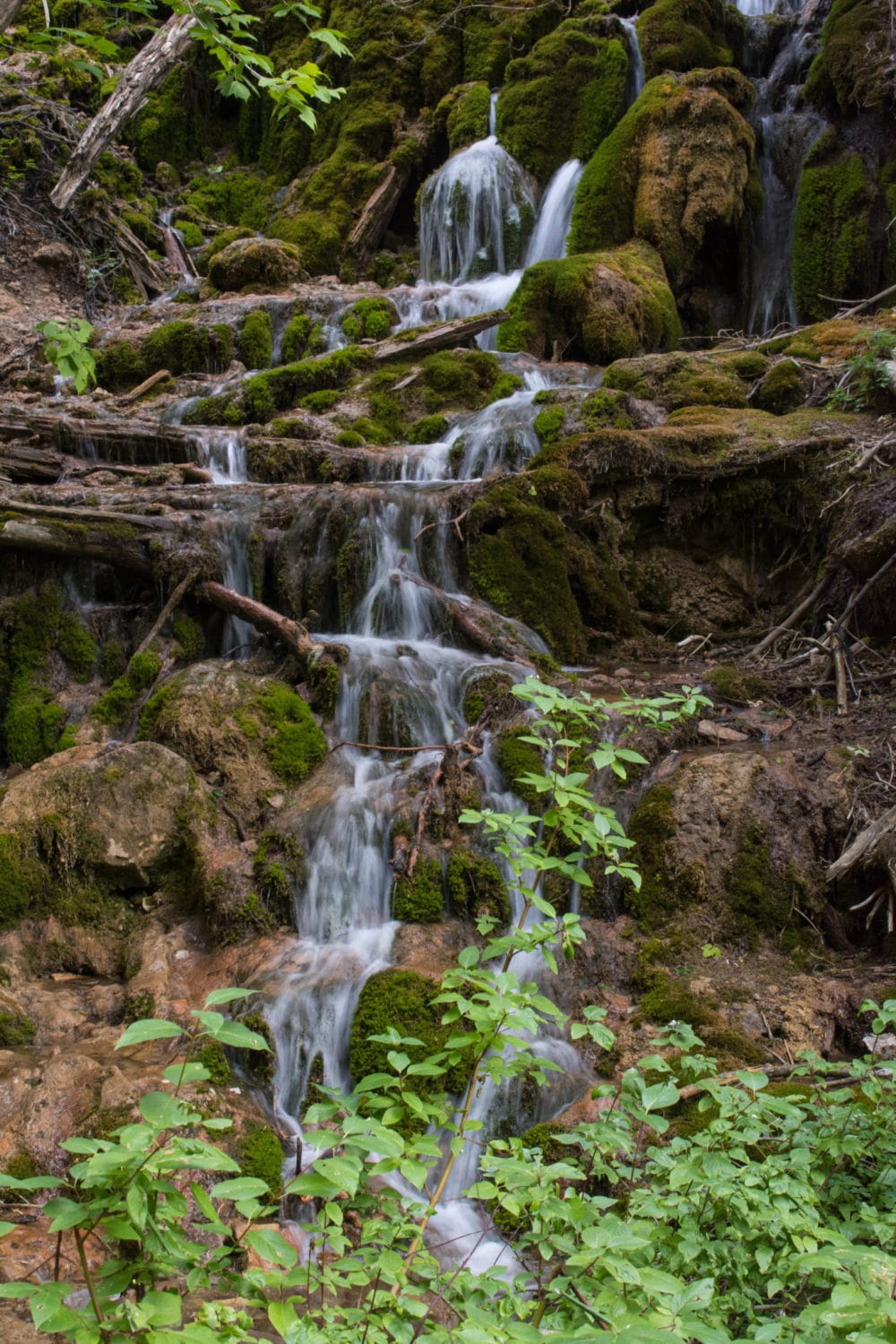 Cascading waterfalls on Hanging Lake Trail