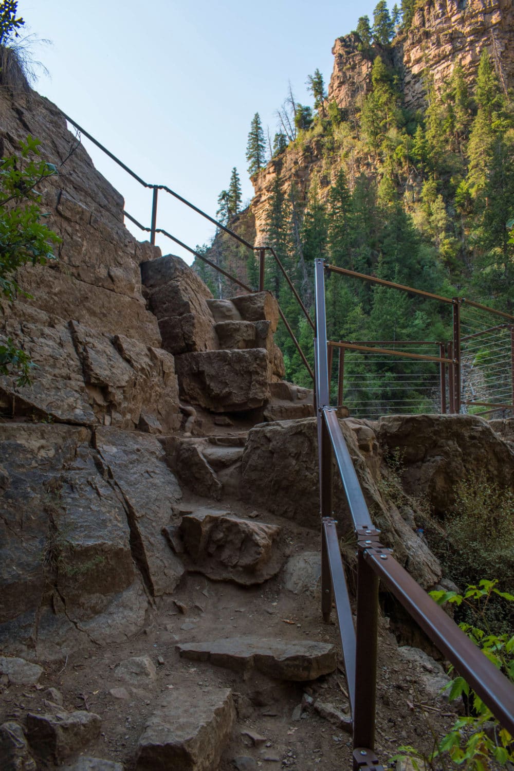 Steps and railing on Hanging Lake Trail