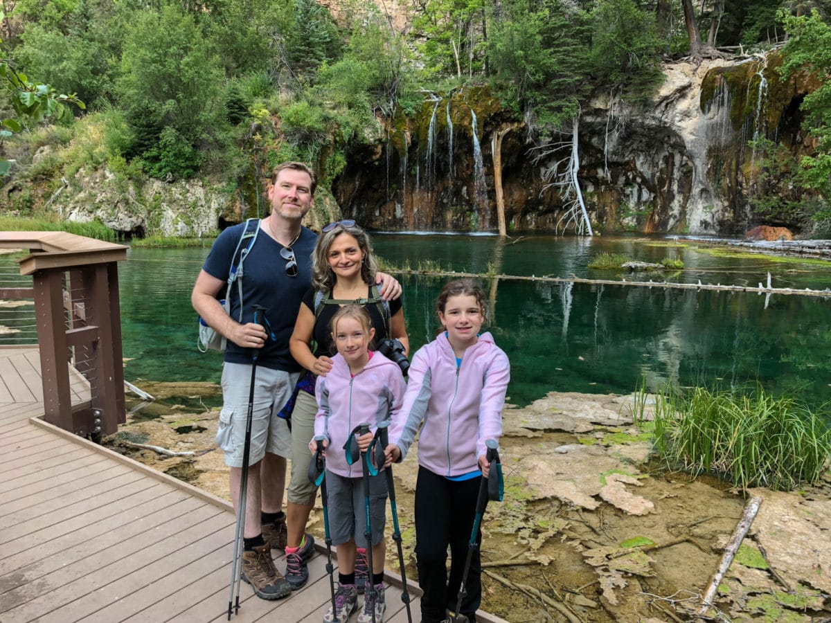 Family photo in front of Hanging Lake, Colorado
