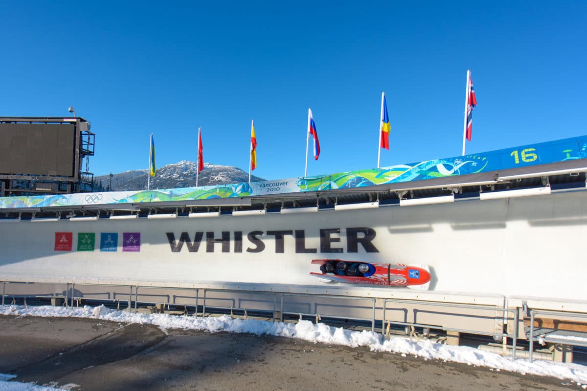 Flying on the ice at the Whistler Sliding Centre