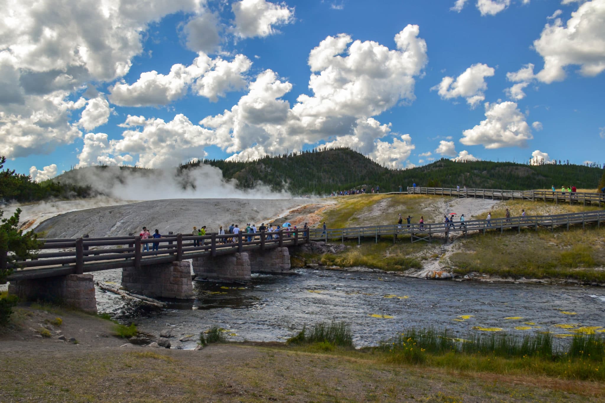 Bridge to Midway Geyser Basin and Grand Prismatic Spring