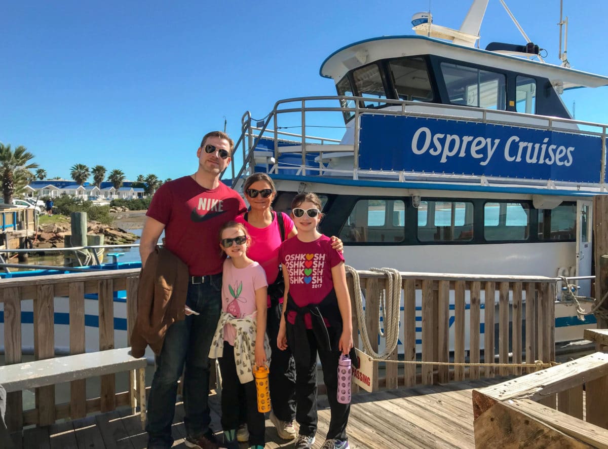 Posing with Osprey Cruises boat