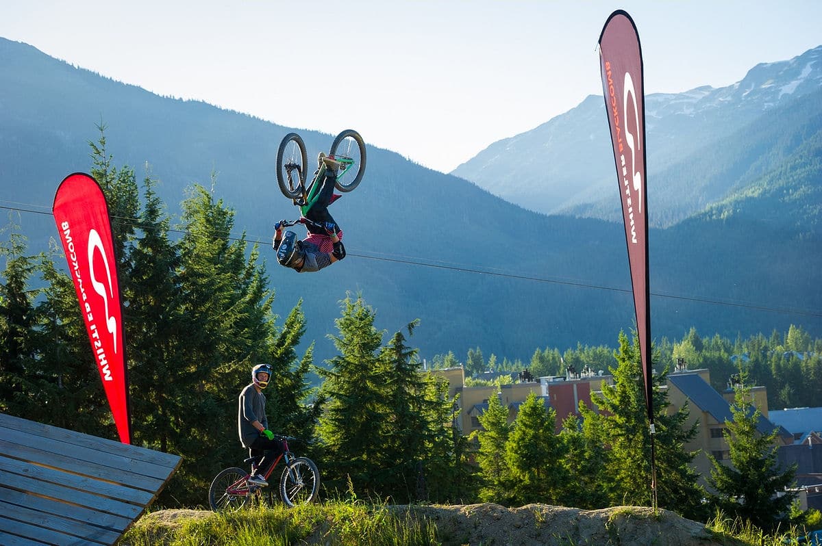 Riders practicing for the Redbull Joyride, Crankworx's signature event in Whistler
