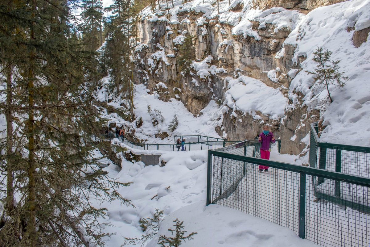 Hiking on Johnston Canyon Trail in Alberta