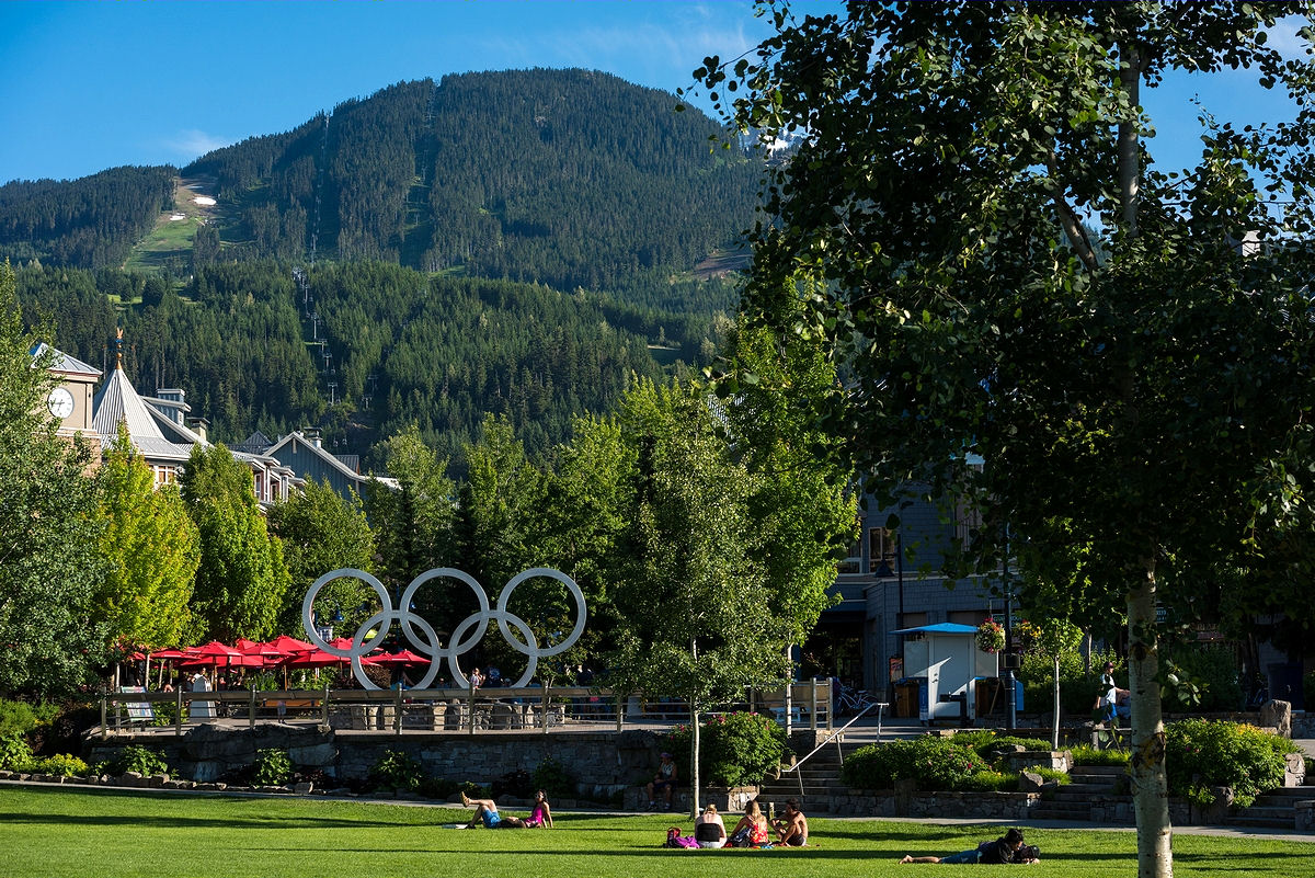 Olympic Plaza in Whistler during the summer