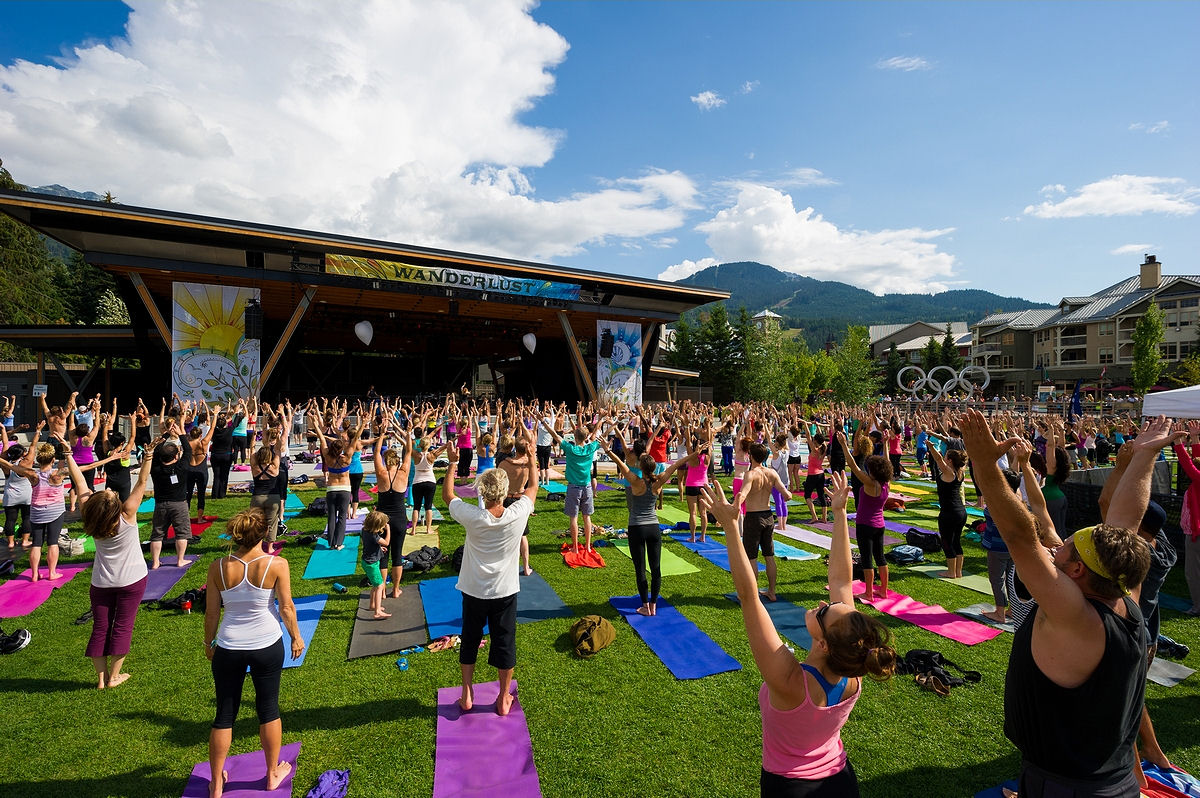 Yoga Class at Whistler Olympic Plaza during Wanderlust in Whistler, Canada