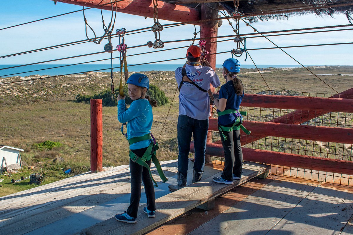 Kids ready to zip line at South Padre Island Adventure Park