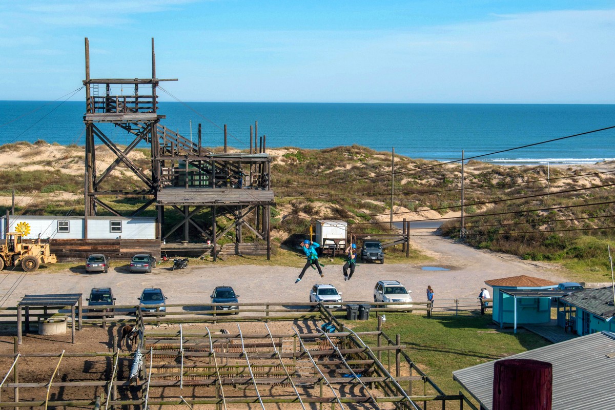 The kids zip lining at South Padre Island Adventure Park
