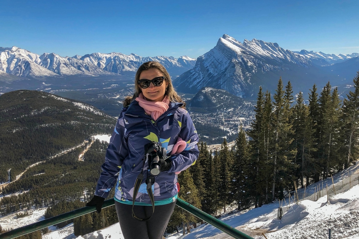 Posing with the view at Mt. Norquay