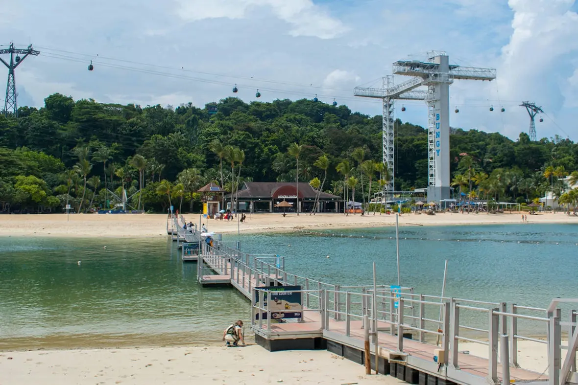 Bridge to Siloso Beach from the zip lining station
