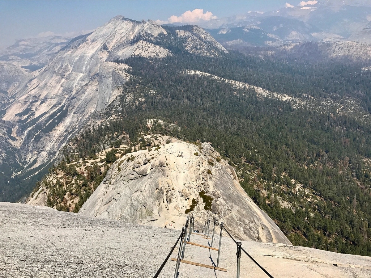 Looking down the cables from the top of Half Dome