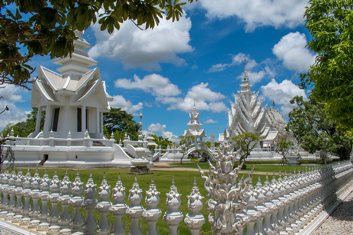 Looking at the White Temple in Thailand from the back