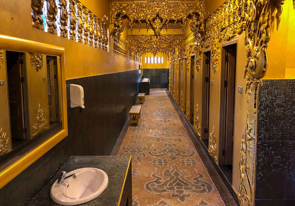 Inside the golden bathroom