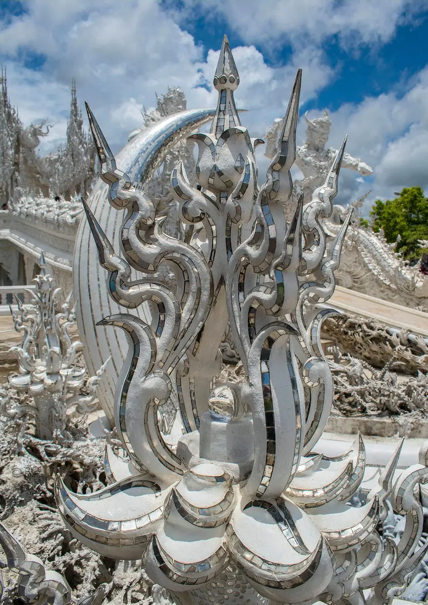 Sculpture with an orb at the White Temple in Chiang Rai